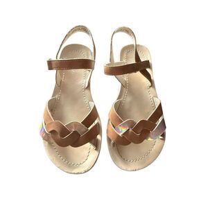 Crown Vintage girls sandals sz 2 iridescent brown strappy